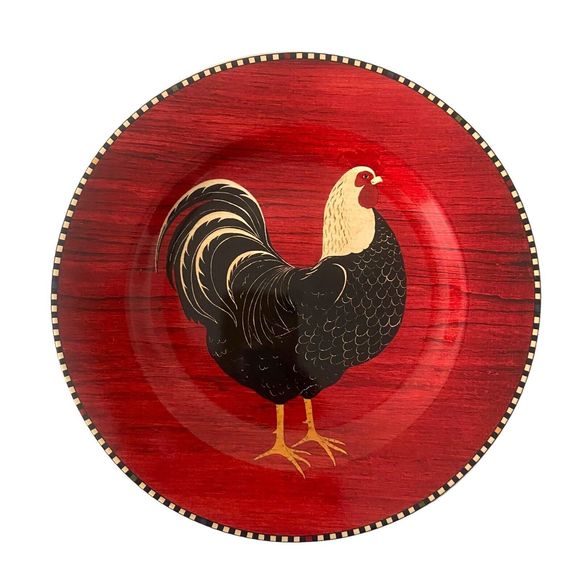 Set of 4 Sakura Warren Kimble 1999 Rooster Salad Dessert Plates Stoneware 8 1/4" - Picture 3 of 10